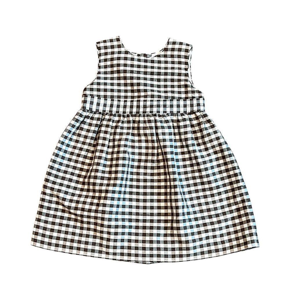 Pottery Barn Kids Brown White Gingham Checkered Picnic Party Dress Size 3Y